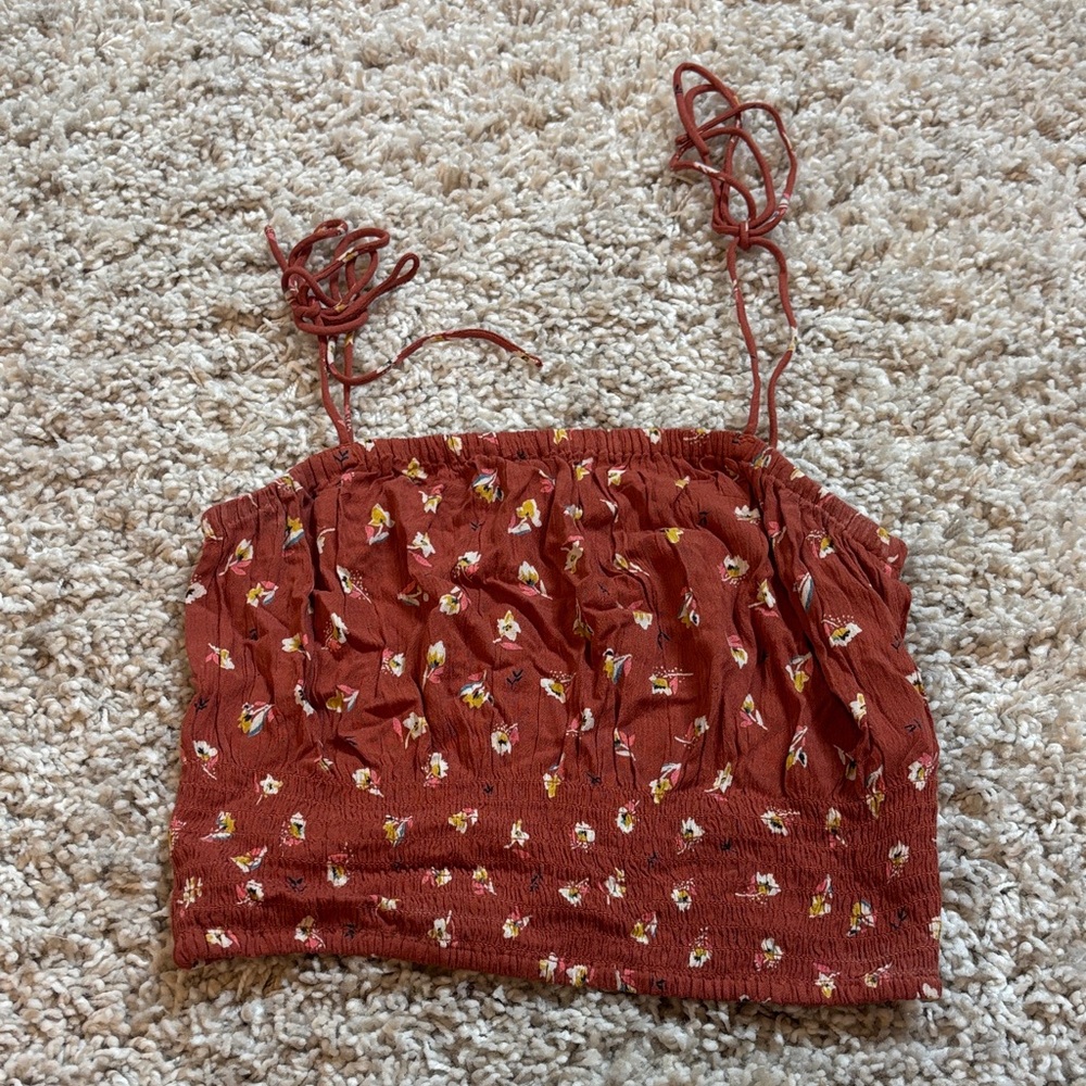 Billabong Terracotta Floral Smocked Tank